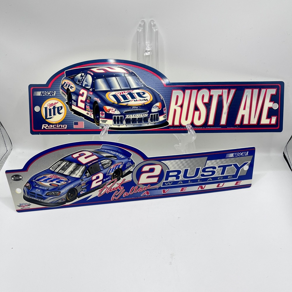 Vintage Rusty Wallace NASCAR Miller Lite Street Signs Lot 2 2002 2005 WinCraft